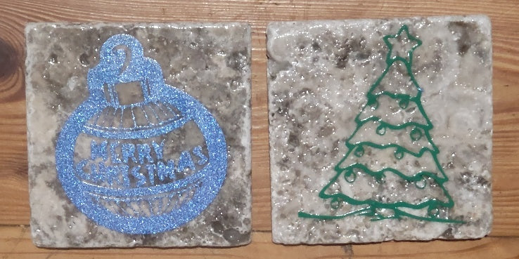 Christmas themed Natural stone coasters
