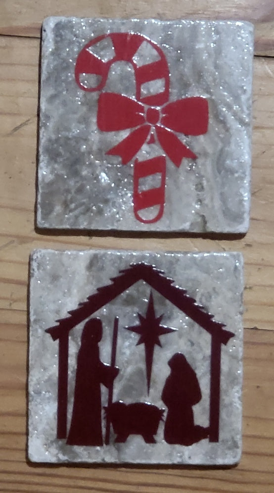Christmas themed Natural stone coasters