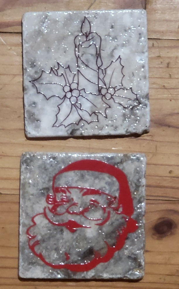 Christmas themed Natural stone coasters