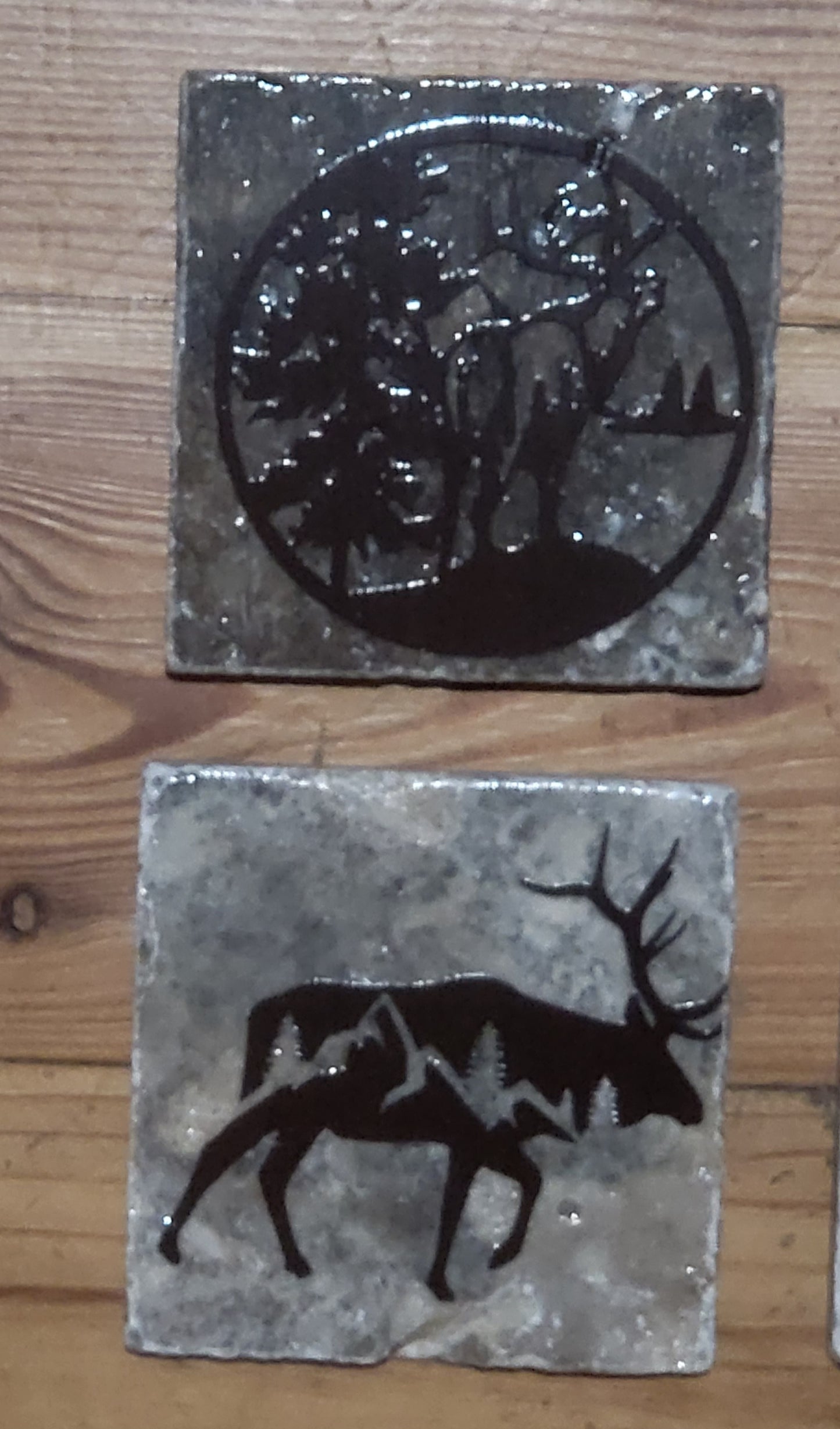 Elk Bear themed Natural stone coasters