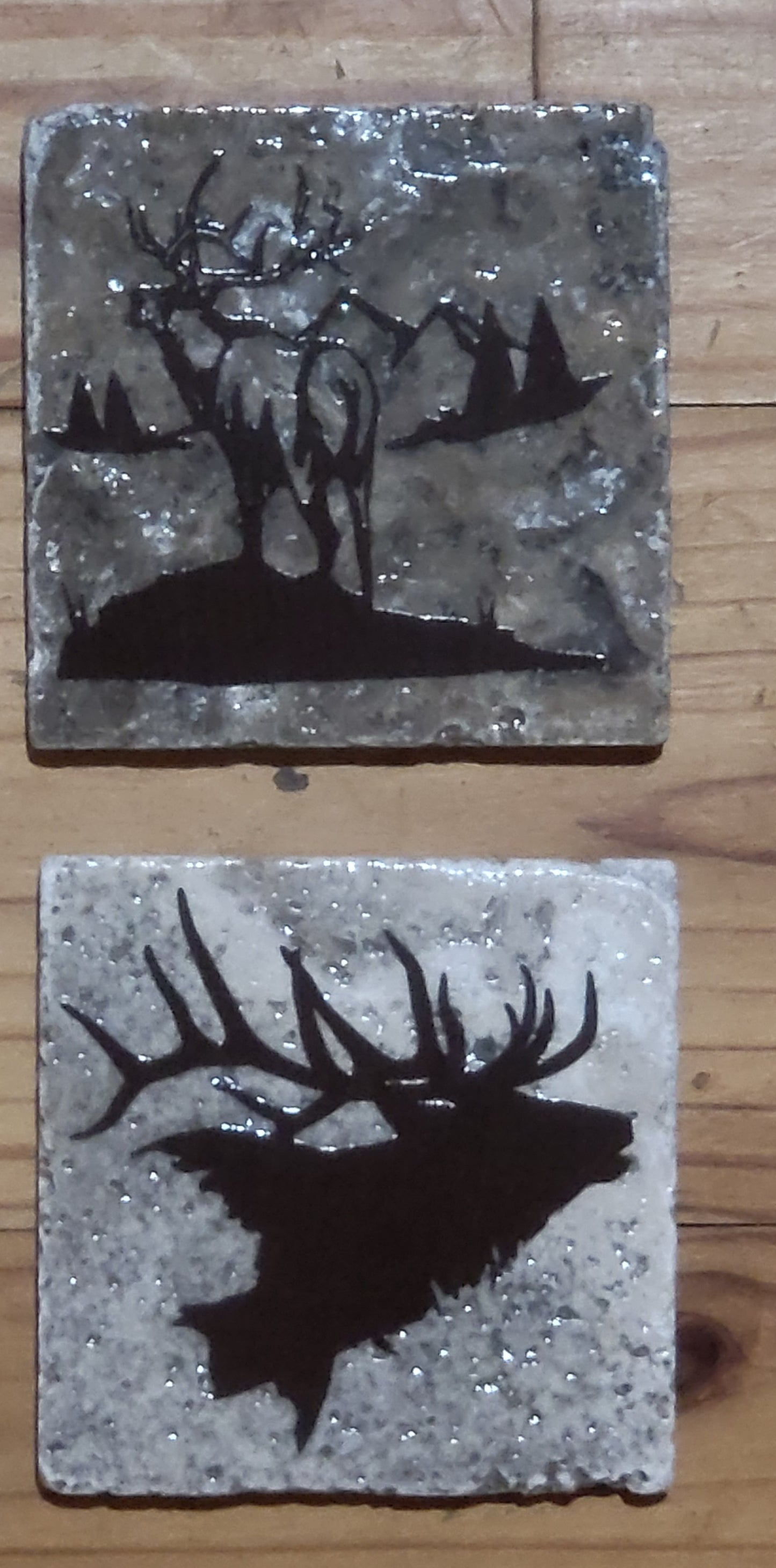 Elk Bear themed Natural stone coasters