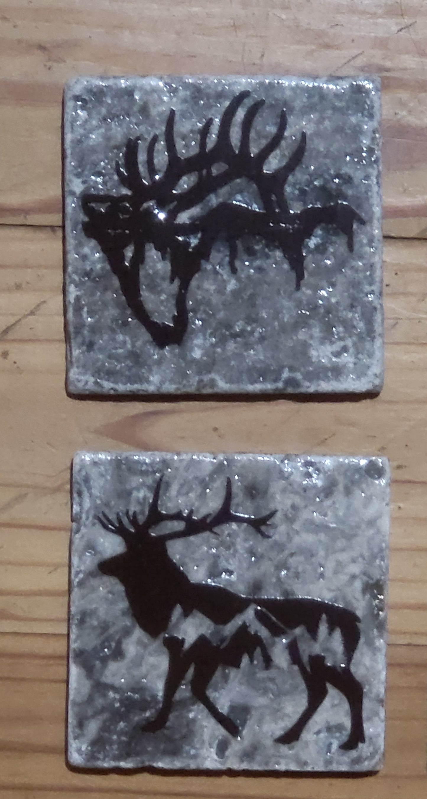 Elk Bear themed Natural stone coasters