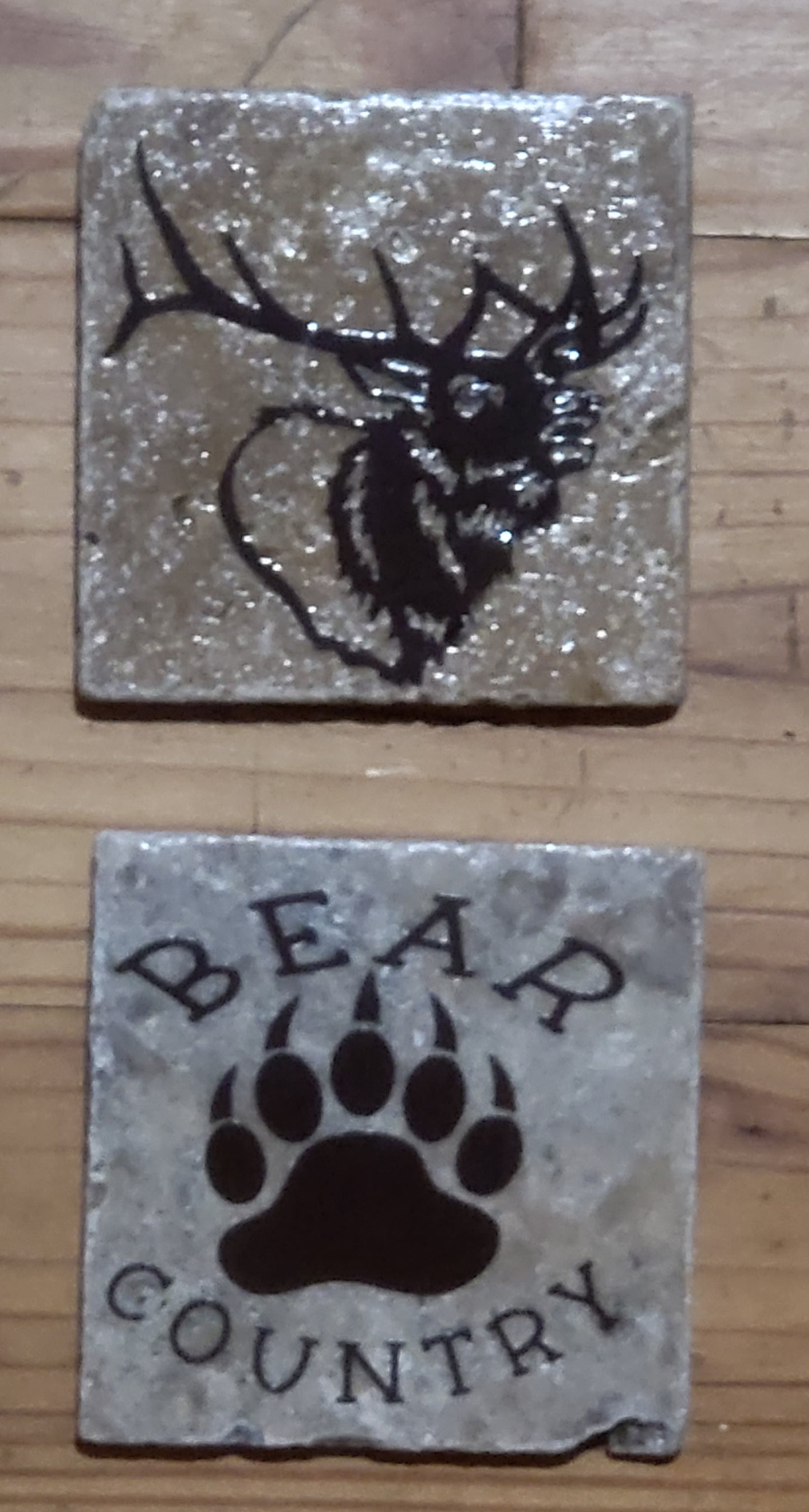 Elk Bear themed Natural stone coasters