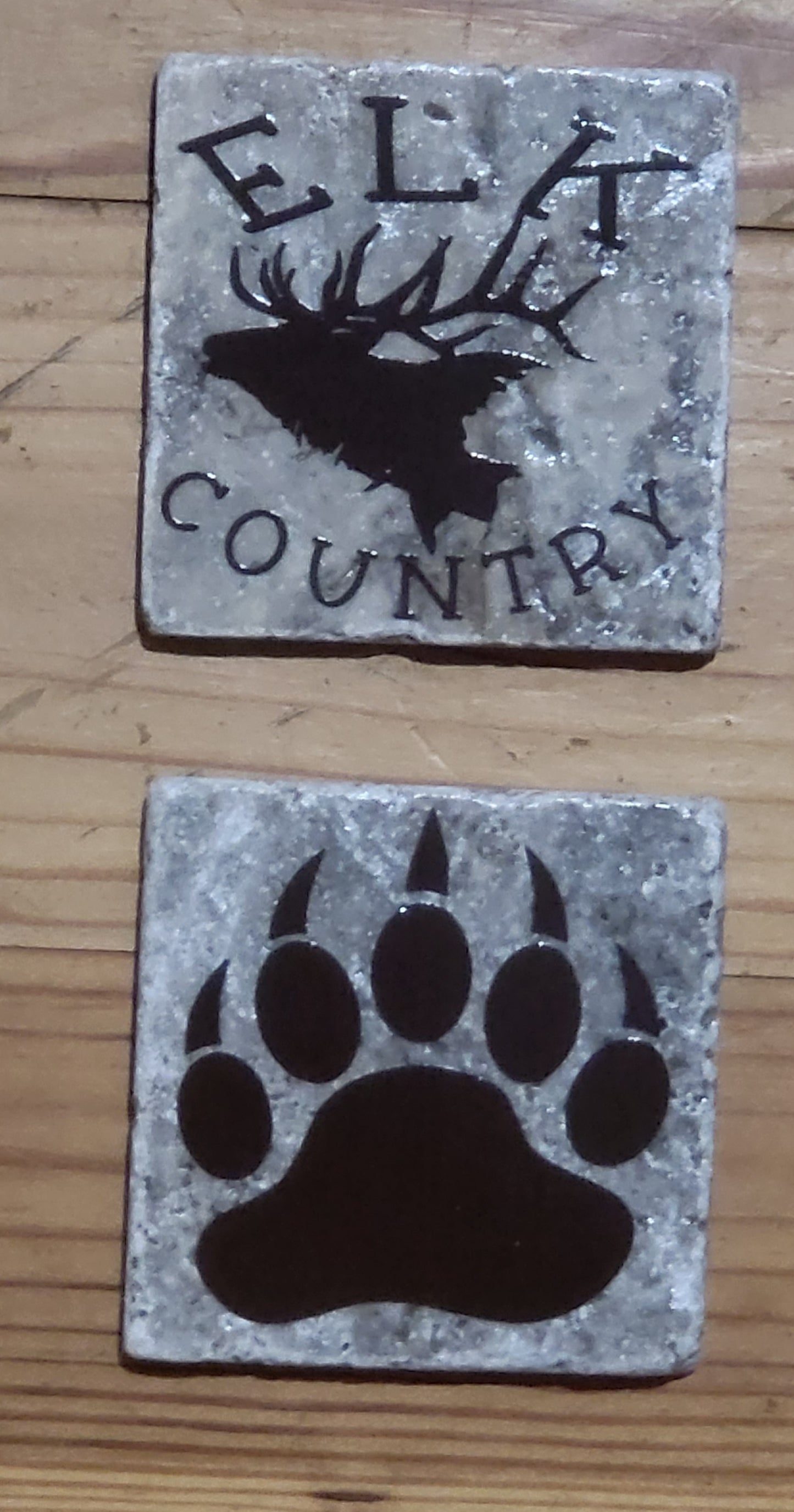 Elk Bear themed Natural stone coasters