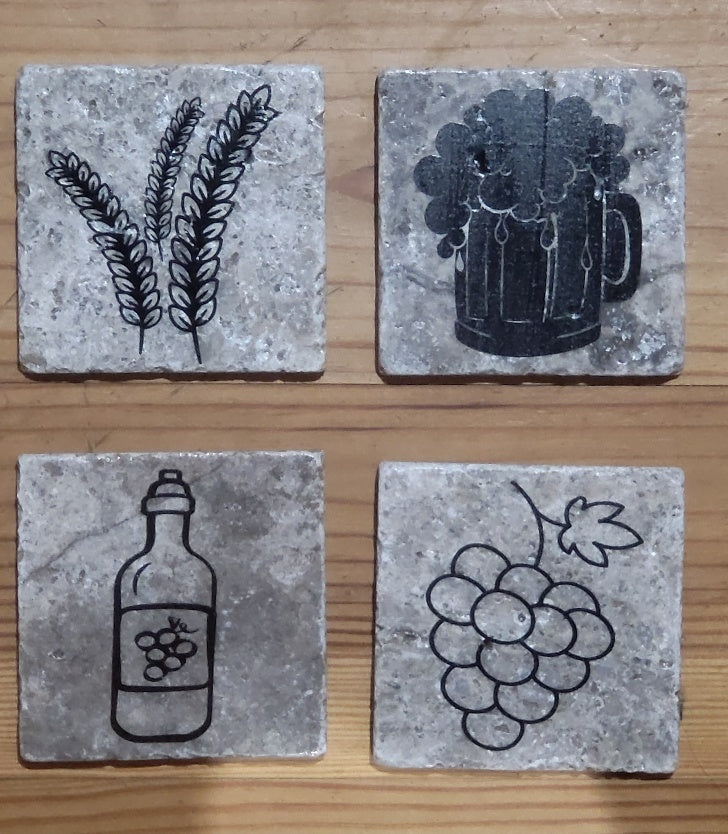Beer Wine themed Natural stone coasters