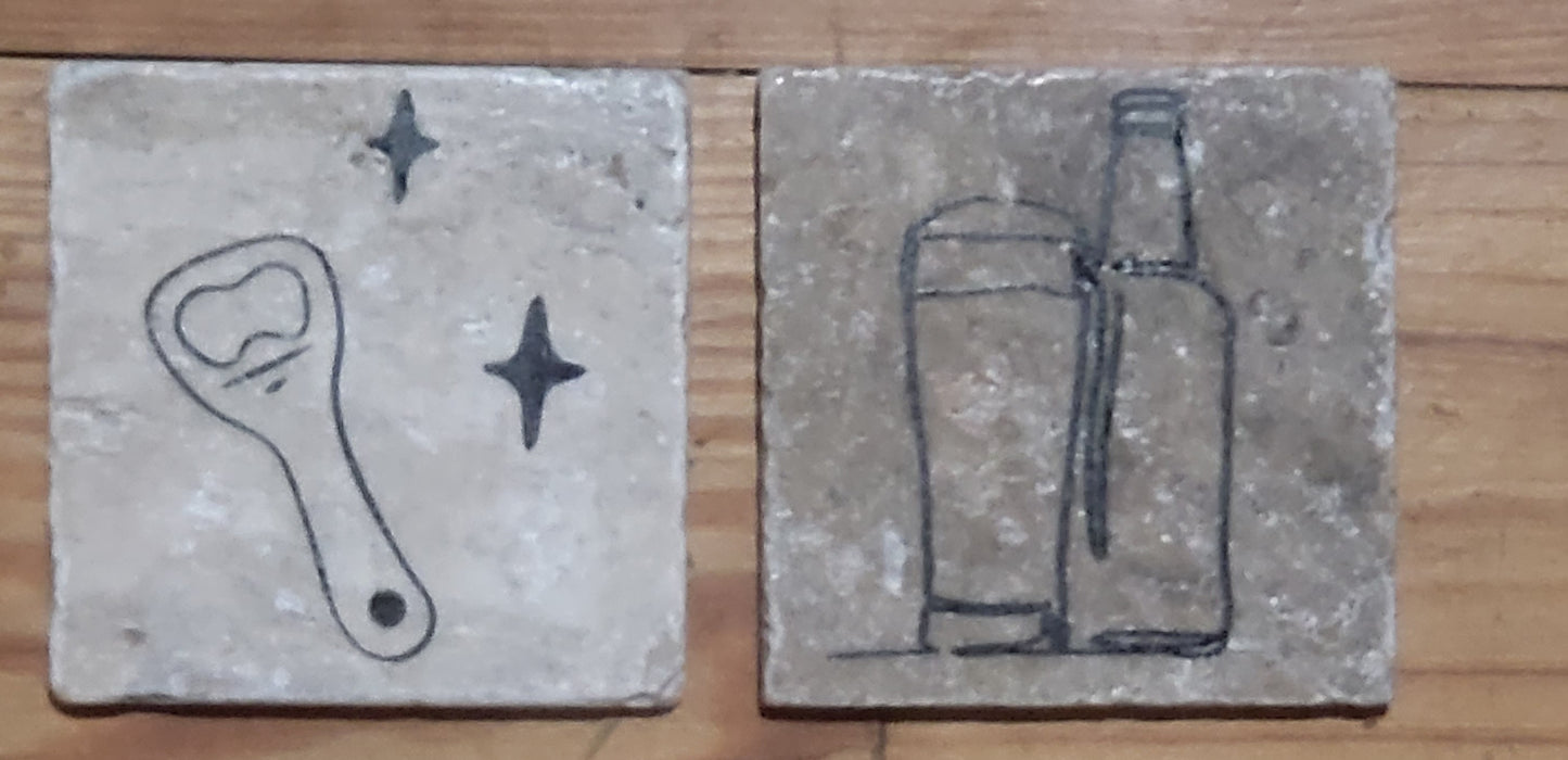 Beer Wine themed Natural stone coasters