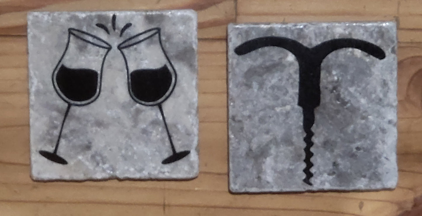 Beer Wine themed Natural stone coasters