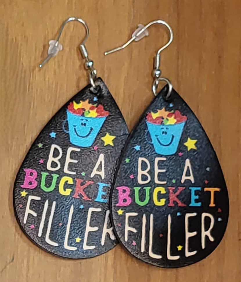 Teacher back to school themed faux leather tear drop earrings