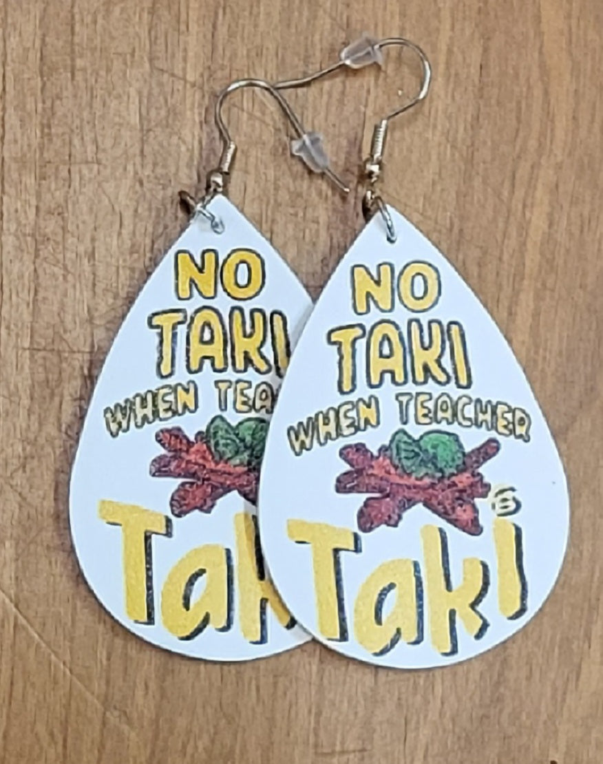 Teacher back to school themed faux leather tear drop earrings