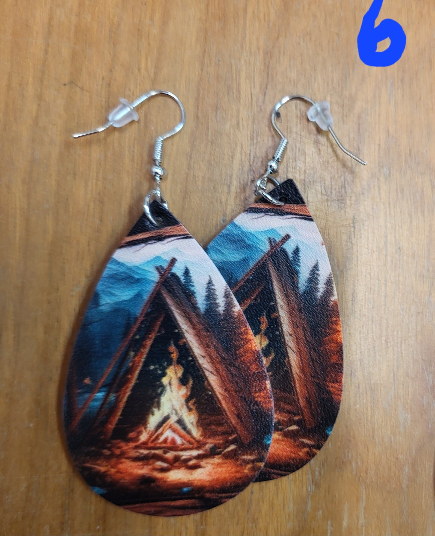 Southwestern style teardrop faux leather earrings