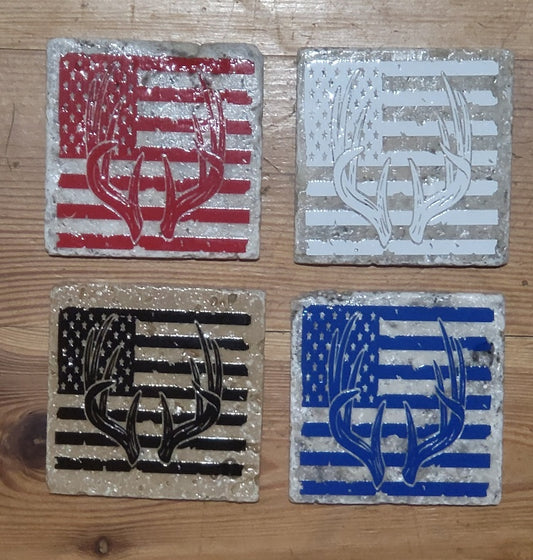 Distressed American Flag Natural stone coasters