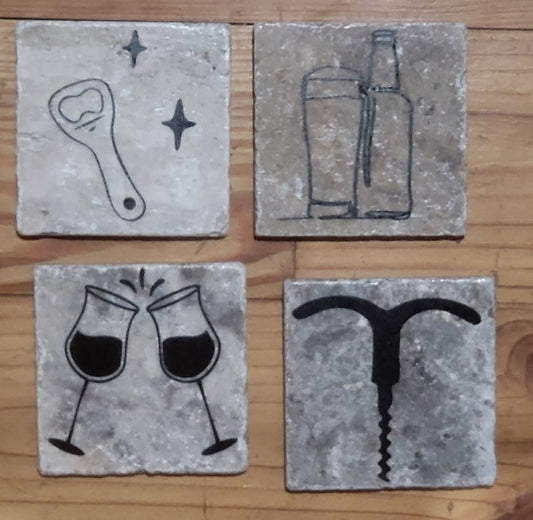 Beer Wine themed Natural stone coasters